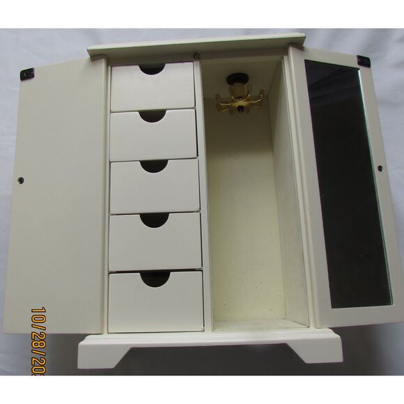 Avon 1999 Jewelry box armoire case floral design red roses 5 drawers mirror - Picture 9 of 16